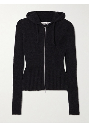 Our Legacy - Compact Hooded Ribbed Brushed Alpaca-blend Cardigan - Black - EU 32,EU 34,EU 36,EU 38,EU 40,EU 42