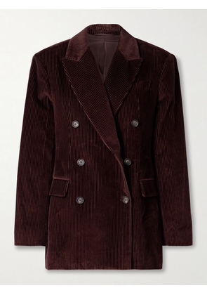 Brunello Cucinelli - Oversized Double-breasted Cotton-corduroy Blazer - Burgundy - IT38,IT40,IT42,IT44,IT46,IT48