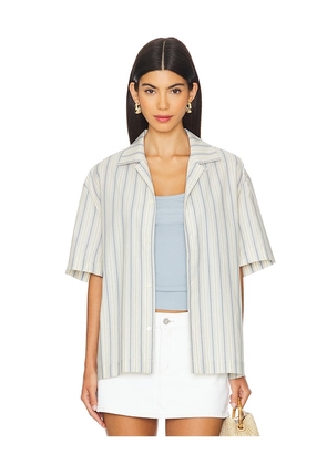WAO Textured Stripe Camp Shirt in White. Size M. Also in S.
