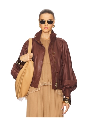 Zimmermann Leather Biker Jacket in Burgundy. Size 0/XS. Also in 1/S.