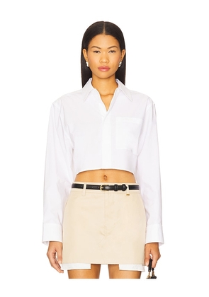 WE11DONE Cropped Shirt in White. Size L. Also in M, S, XS.