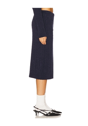 WE11DONE Cable Midi Skirt in Navy. Size L. Also in M, S.