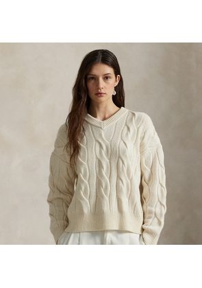 Cable-Knit Wool-Cashmere V-Neck Jumper