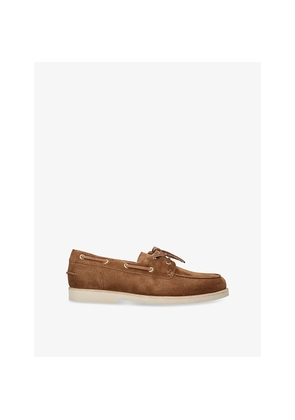 Mens Brunello Cucinelli Lace-Up Suede Boat Shoes