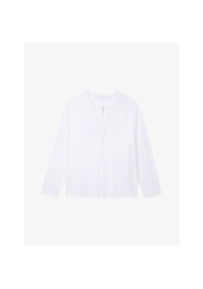 Womens The White Company Relaxed-Fit Long-Sleeve Cotton Henley Top