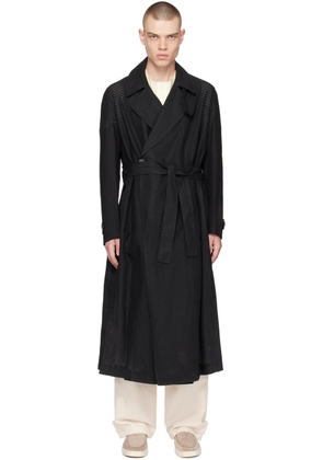 Emporio Armani Black Perforated Coat