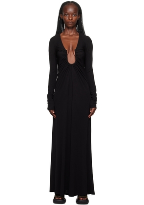 Christopher Esber Black Arced Palm Maxi Dress