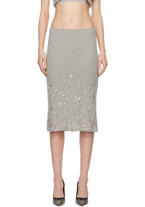 Christopher Esber Gray Crystal Cluster Midi Skirt