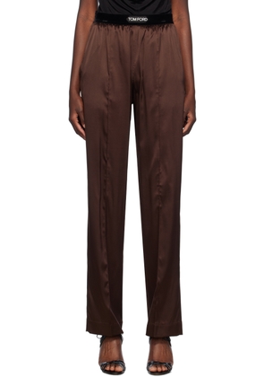 TOM FORD Brown Stretch Silk Pyjama Pants