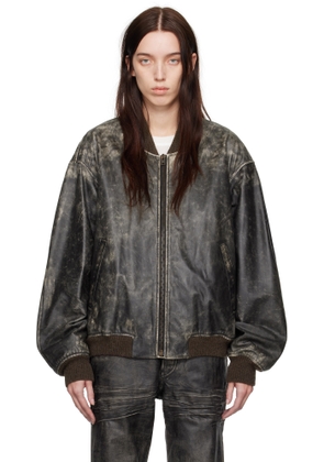 Acne Studios Black Faded Leather Jacket