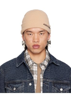 Acne Studios Beige Embroidered-Logo Beanie