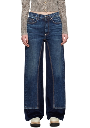 Stella McCartney Blue Corduroy High-Rise Straight Leg Jeans