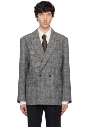 Ernest W. Baker Gray Check Double Breasted Blazer
