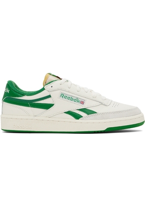 Reebok Classics Off-White & Green Club C Revenge Vintage Sneakers