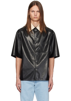 Nanushka Black Aksel Faux-Leather Shirt