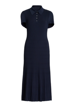 Brandon Maxwell - The Joyce Pleated Knit Midi Dress - Navy - M - Moda Operandi