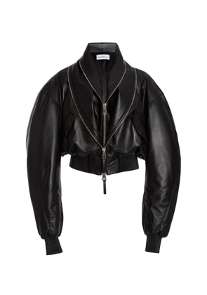Givenchy - Layered Leather Bomber Jacket - Black - FR 40 - Moda Operandi