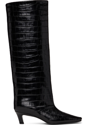 TOTEME Brown Croco-Embossed Wide Shaft Tall Boots