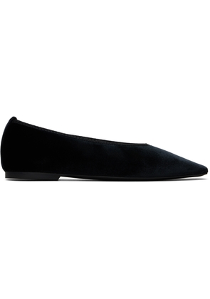 TOTEME Black Minimalist Velvet Ballerina Flats