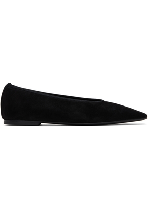 TOTEME Black Minimalist Suede Ballerina Flats
