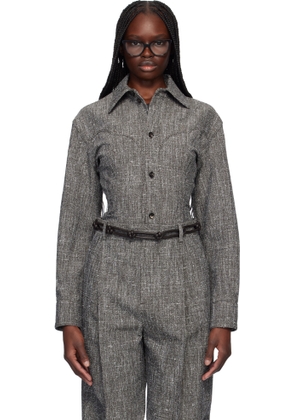 Bottega Veneta Gray Melange Viscose & Silk Shirt