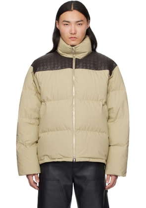 Bottega Veneta Taupe Frosted Poplin Puffer Jacket