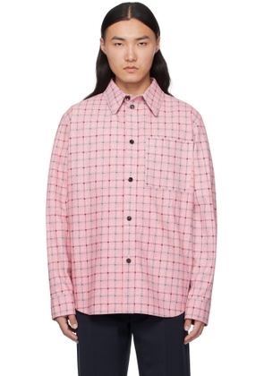 Bottega Veneta Pink Printed Leather Shirt