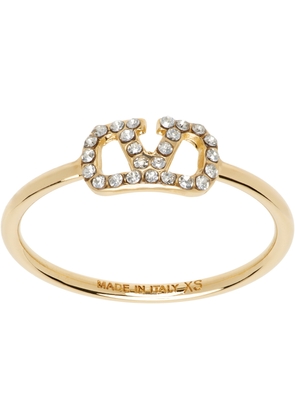 Valentino Garavani Gold VLogo Signature Metal & Swarovski Crystal Ring