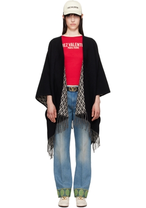 Valentino Garavani Black & Off-White Double Toile Iconographe Scarf