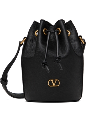 Valentino Garavani Black Mini Drawstring VLogo Signature Bag