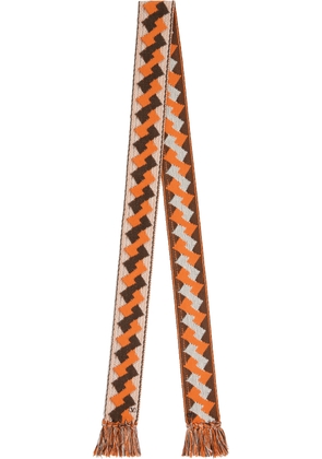 Valentino Garavani Brown & Orange Jacquard Scarf