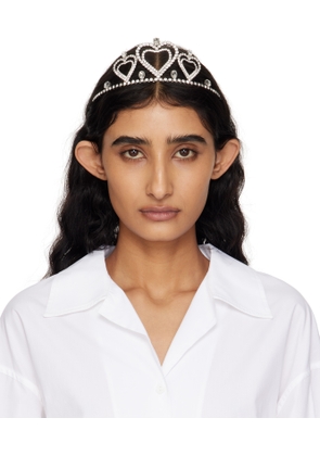 Blumarine Silver Crystals & Hearts Metal Tiara Headband
