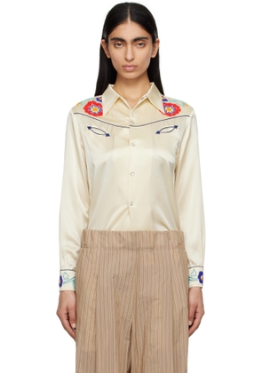 Bode Beige Garden Party Western Shirt