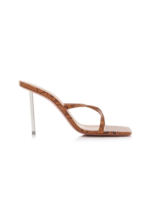 Amina Muaddi - Adriana Snake-Effect Leather Sandals - Animal - IT 38.5 - Moda Operandi