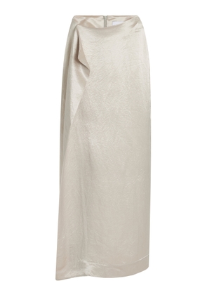 BONDI BORN - Kobe Wrapped Satin Maxi Skirt - Silver - XS - Moda Operandi