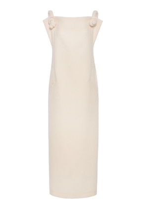 Del Core - Open Back Bouclé Tweed Midi Dress - White - IT 38 - Moda Operandi