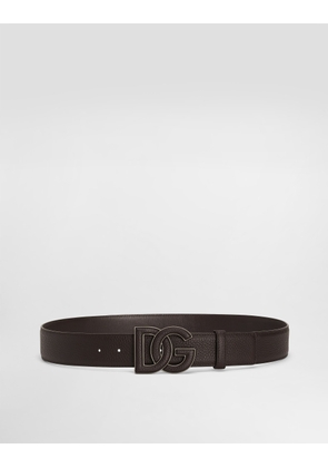Dolce & Gabbana Deerskin-print Calfskin Belt With Logo Print - Man Belts Brown 85