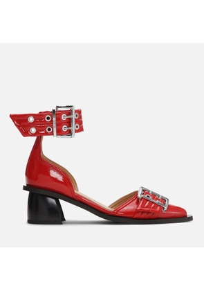 Ganni Women's Feminine Buckle Block Faux Leather Heels - UK 3