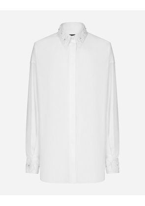 Dolce & Gabbana Long-sleeved Cotton Shirt With Embroidered Collar - Woman Shirts And Tops White 42