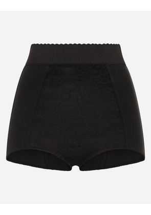 Dolce & Gabbana High-waisted Shaper Panties In Jacquard And Satin - Woman Pants And Shorts Black 40
