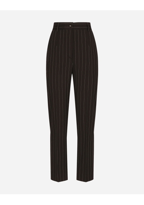 Dolce & Gabbana High-waisted Pinstripe Wool Pants - Woman Pants And Shorts Multi-colored Wool 38