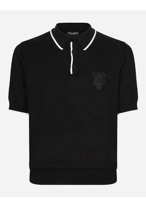 Dolce & Gabbana Cotton Polo-shirt With Dg Logo Embroidery - Man Sweaters And Cardigans Black 50