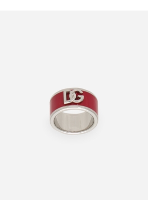 Dolce & Gabbana Enameled Dg Logo Ring - Woman Bijoux Fuchsia Metal 52