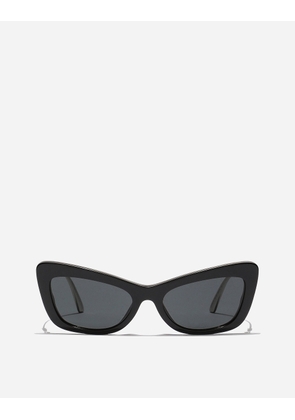 Dolce & Gabbana Dg Crystal Sunglasses - Woman Sunglasses Black Acetate Onesize