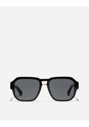 Dolce & Gabbana Mirror Logo Sunglasses - Man Sunglasses Black Acetate Onesize