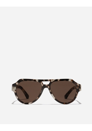 Dolce & Gabbana Mirror Logo Sunglasses - Man Sunglasses Havana Beige Onesize