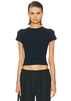 SABLYN Yael Cropped Baby Tee in Midnight Navy - Navy. Size L (also in M, S, XS).