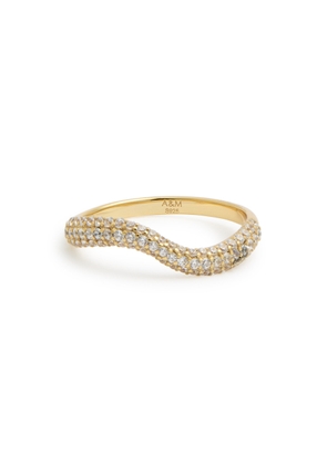Astrid & Miyu Wave Crystal 18kt Gold-plated Ring - N (UK N / US 6.75)