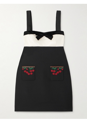 Valentino Garavani - Embellished Satin-trimmed Wool And Silk-blend Crepe Mini Dress - Black - IT36,IT38,IT40,IT42,IT44,IT46