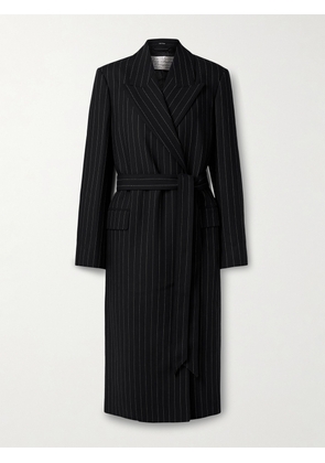 Acne Studios - Belted Pinstriped Wool Coat - Black - DK30,DK32,DK34,DK36,DK38,DK40,DK42